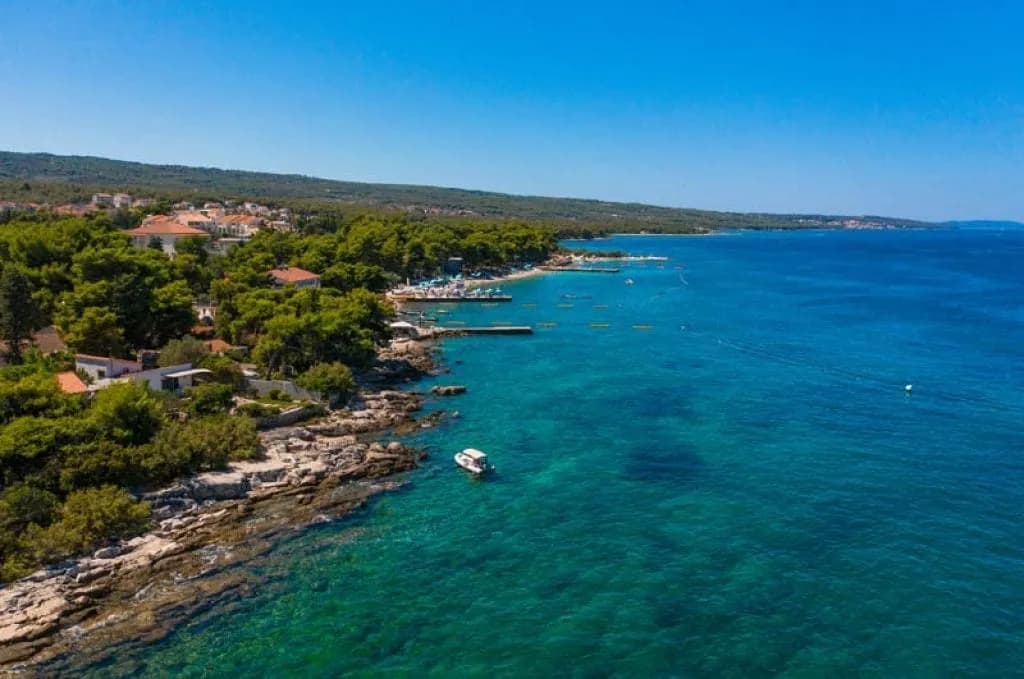 Tri Mosta beach and the coast of Supetar on Brac