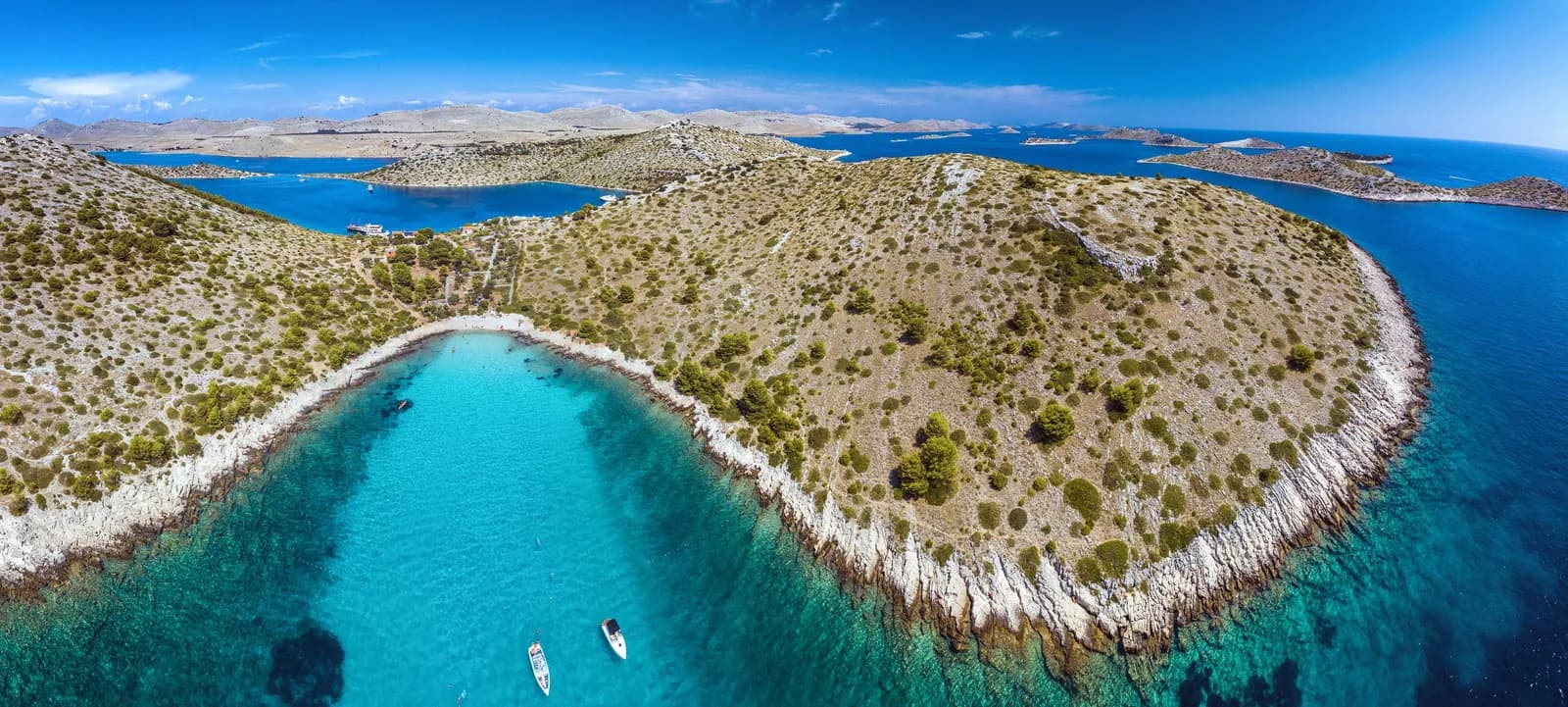 Aerial view of the Kornati islands on the Croatian Adriatic coast