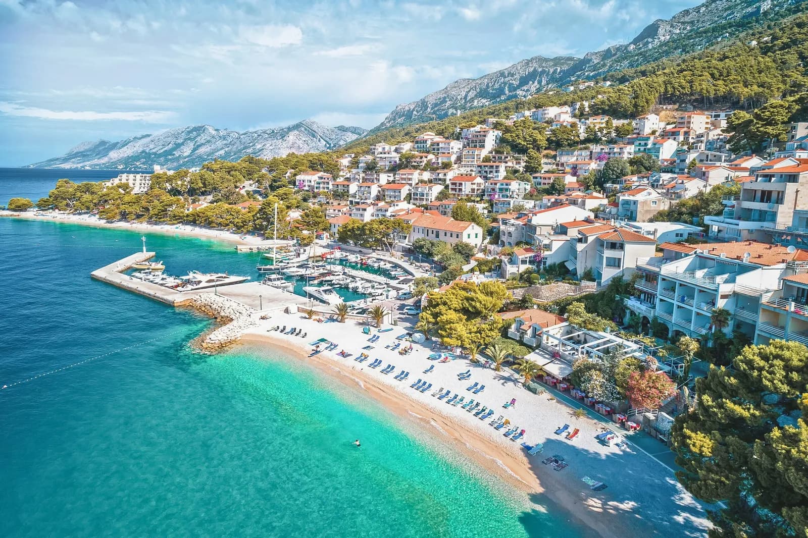 Official Split-Dalmatia tourist board image of Brela on the Makarska Riviera used for a beach base planning guide