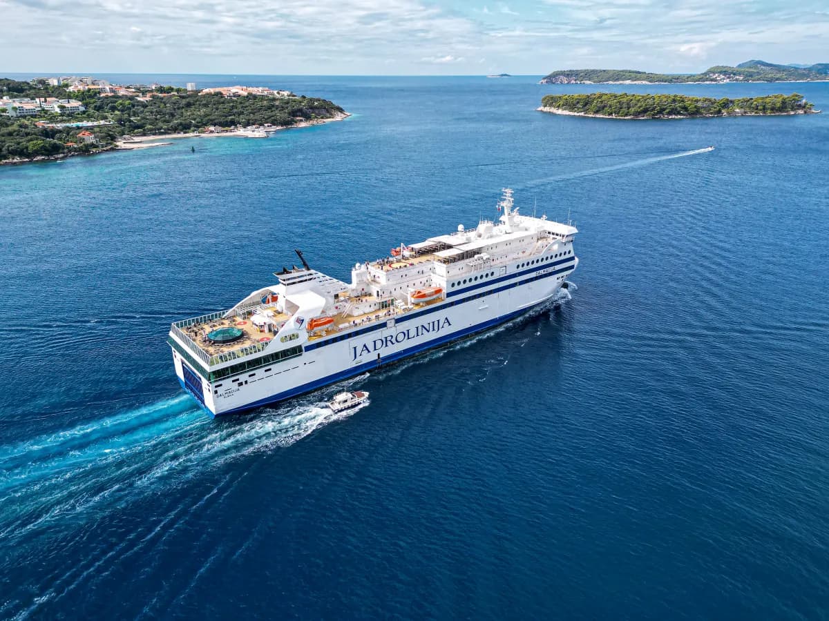 Jadrolinija ferry at sea for a May 2026 update on canceled Split to Ancona sailings