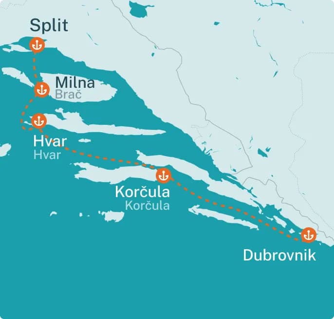 TP Line catamaran route image for a Dalmatia late May and June booking guide