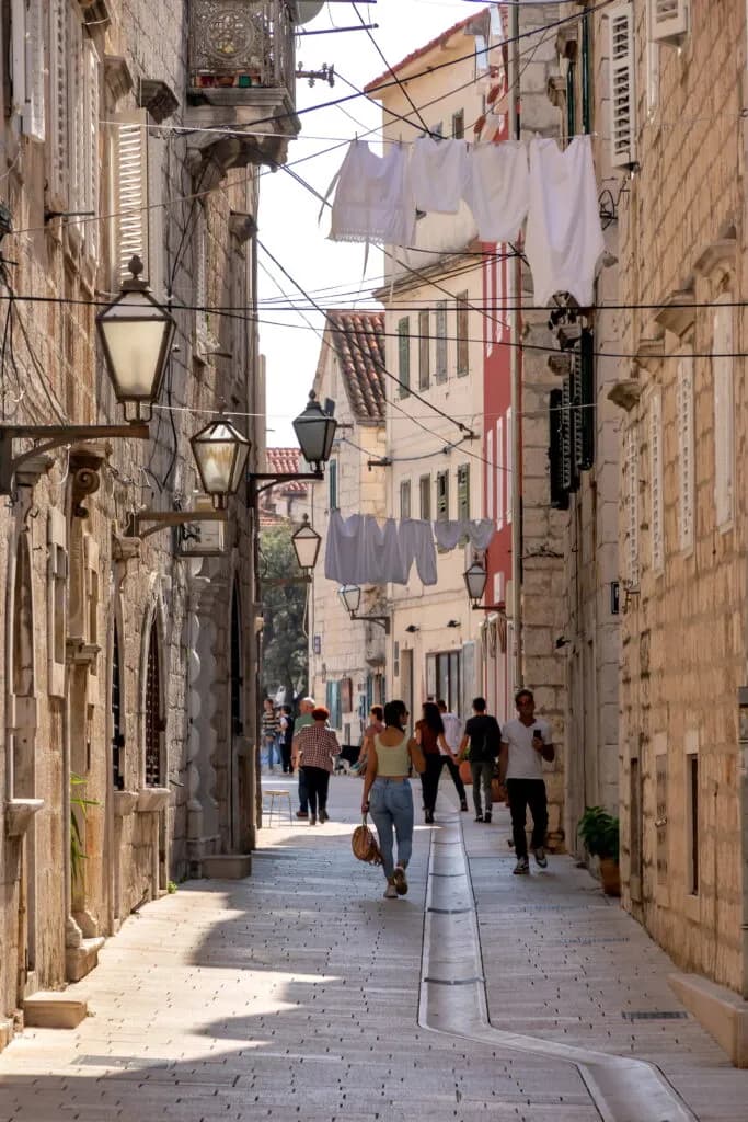 Stone alley in Makarska old town, Croatia