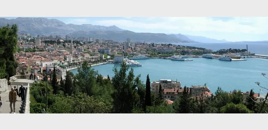 Official Visit Split panorama of Split and its waterfront, used for a central Dalmatia driving update