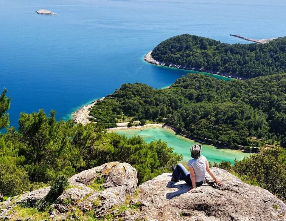 Aerial view of Veliko Jezero and Malo Jezero in Mljet National Park