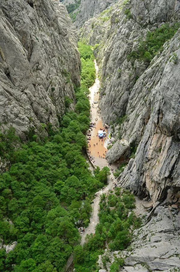 High view over the Velika Paklenica canyon trail in Paklenica National Park